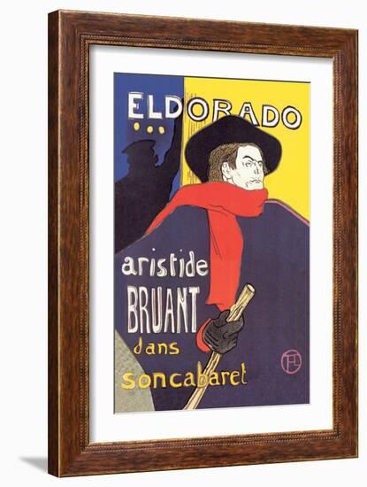 El Dorado: Aristide Bruant dans Son Cabaret-Henri de Toulouse-Lautrec-Framed Art Print