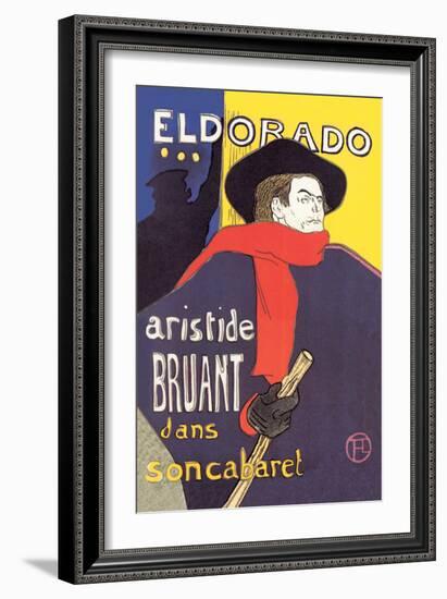 El Dorado: Aristide Bruant dans Son Cabaret-Henri de Toulouse-Lautrec-Framed Art Print