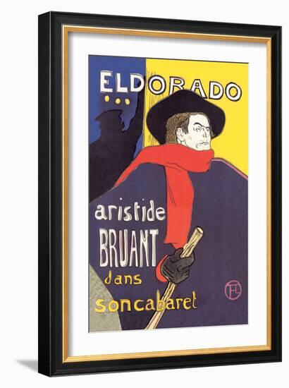 El Dorado: Aristide Bruant dans Son Cabaret-Henri de Toulouse-Lautrec-Framed Art Print