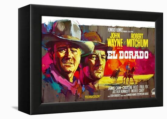 El Dorado, John Wayne, Robert Mitchum, Belgian Poster Art, 1967-null-Framed Stretched Canvas