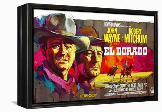 El Dorado, John Wayne, Robert Mitchum, Belgian Poster Art, 1967-null-Framed Stretched Canvas