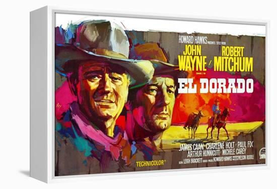 El Dorado, John Wayne, Robert Mitchum, Belgian Poster Art, 1967-null-Framed Stretched Canvas