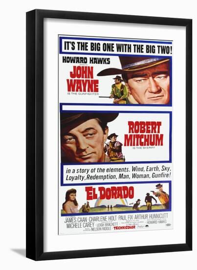 El Dorado, John Wayne, Robert Mitchum on Poster Art, 1966-null-Framed Art Print