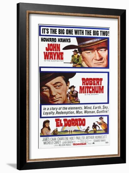 El Dorado, John Wayne, Robert Mitchum on Poster Art, 1966-null-Framed Art Print