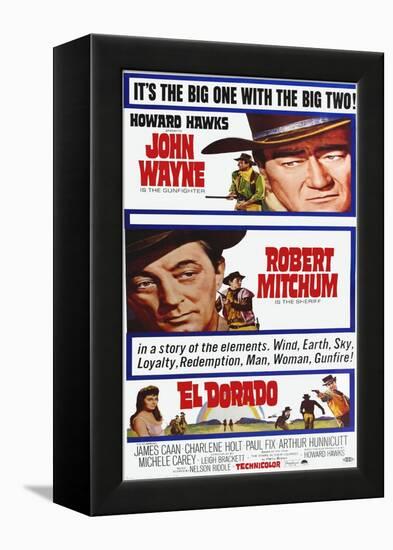 El Dorado, John Wayne, Robert Mitchum on Poster Art, 1966-null-Framed Stretched Canvas