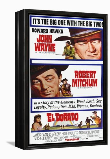 El Dorado, John Wayne, Robert Mitchum on Poster Art, 1966-null-Framed Stretched Canvas