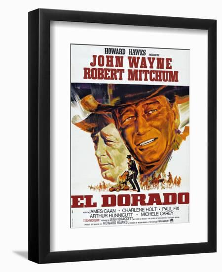 El Dorado, Robert Mitchum, John Wayne, French Poster Art, 1967-null-Framed Premium Giclee Print