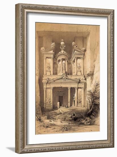 El Kasne (Treasury), Petra, Jordan, 1843 Engraving-David Roberts-Framed Giclee Print