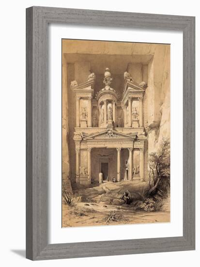 El Kasne (Treasury), Petra, Jordan, 1843 Engraving-David Roberts-Framed Giclee Print