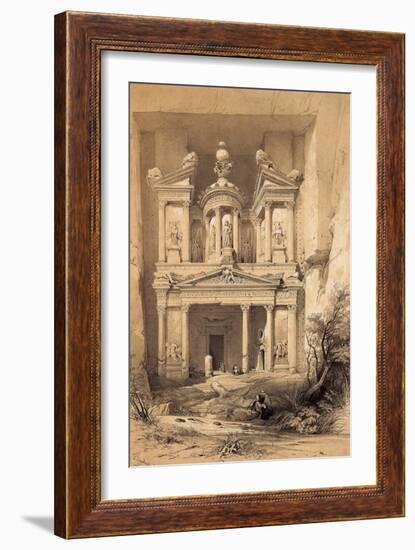 El Kasne (Treasury), Petra, Jordan, 1843 Engraving-David Roberts-Framed Giclee Print