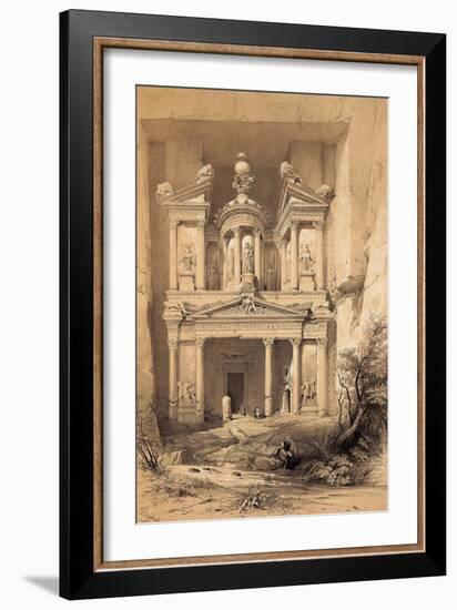 El Kasne (Treasury), Petra, Jordan, 1843 Engraving-David Roberts-Framed Giclee Print