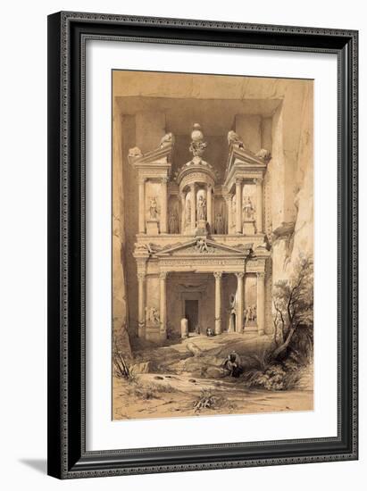 El Kasne (Treasury), Petra, Jordan, 1843 Engraving-David Roberts-Framed Giclee Print
