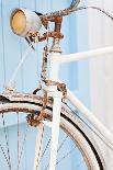 Old Rusty Bicycle Leaning against Blue Door. Formentera Island. Spain. Shallow Deep of Focus.-el lobo-Framed Premier Image Canvas