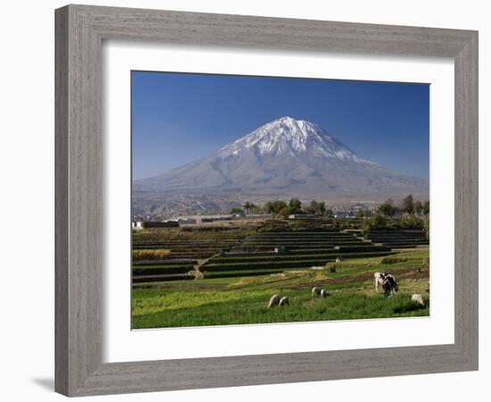 El Misti Volcano and Arequipa Town, Peru-Michele Falzone-Framed Photographic Print