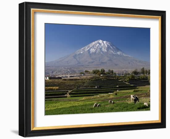 El Misti Volcano and Arequipa Town, Peru-Michele Falzone-Framed Photographic Print