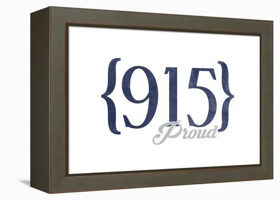 El Paso, Texas - 915 Area Code (Blue)-Lantern Press-Framed Stretched Canvas