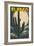 El Paso, Texas - Cactus and Full Moon-Lantern Press-Framed Art Print