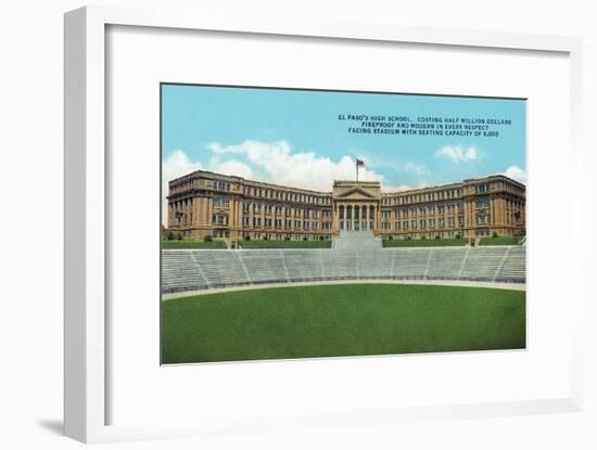 El Paso, Texas - Exterior View of the High School Facing the Stadium, c.1936-Lantern Press-Framed Art Print