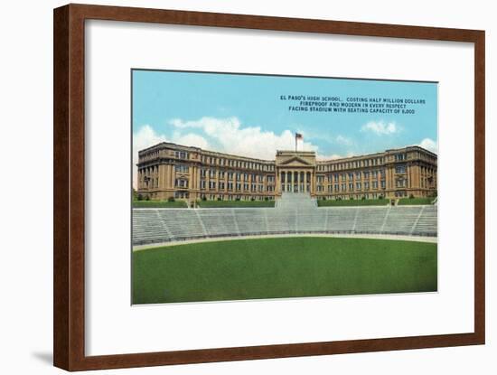 El Paso, Texas - Exterior View of the High School Facing the Stadium, c.1936-Lantern Press-Framed Art Print