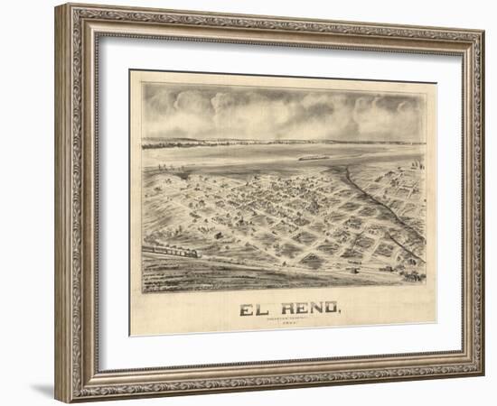 El Reno, Oklahoma - Panoramic Map-Lantern Press-Framed Art Print