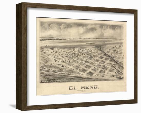 El Reno, Oklahoma - Panoramic Map-Lantern Press-Framed Art Print