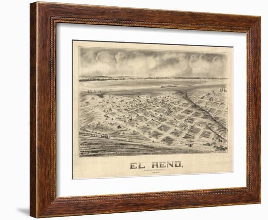 El Reno, Oklahoma - Panoramic Map-Lantern Press-Framed Art Print