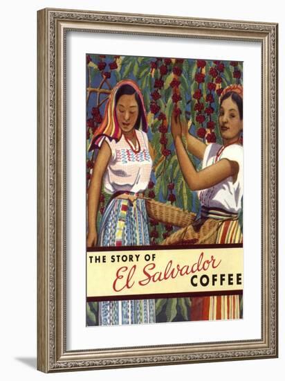 El Salvador Coffee, Pickers-null-Framed Premium Giclee Print