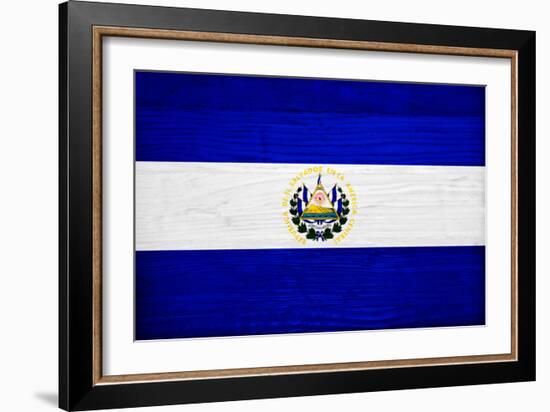 El Salvador Flag Design with Wood Patterning - Flags of the World Series-Philippe Hugonnard-Framed Art Print