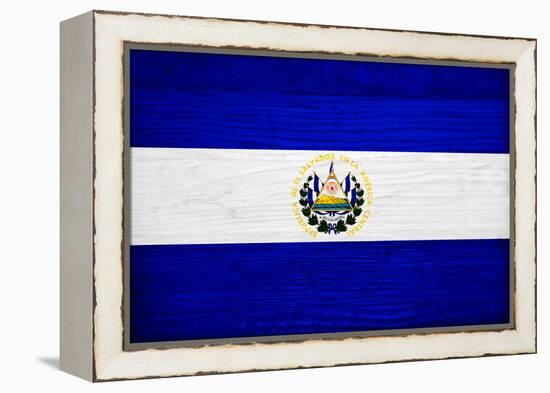 El Salvador Flag Design with Wood Patterning - Flags of the World Series-Philippe Hugonnard-Framed Stretched Canvas