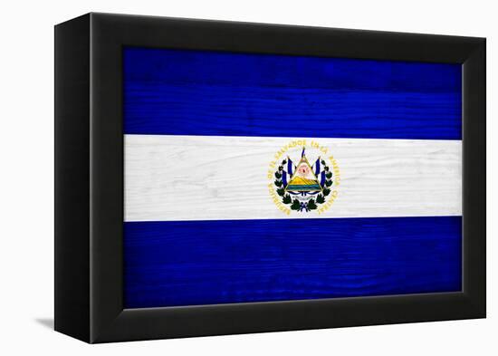 El Salvador Flag Design with Wood Patterning - Flags of the World Series-Philippe Hugonnard-Framed Stretched Canvas