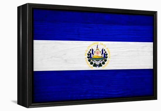 El Salvador Flag Design with Wood Patterning - Flags of the World Series-Philippe Hugonnard-Framed Stretched Canvas