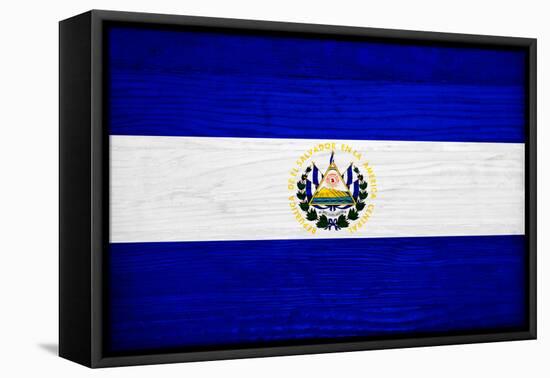 El Salvador Flag Design with Wood Patterning - Flags of the World Series-Philippe Hugonnard-Framed Stretched Canvas