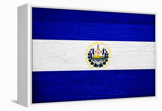 El Salvador Flag Design with Wood Patterning - Flags of the World Series-Philippe Hugonnard-Framed Stretched Canvas