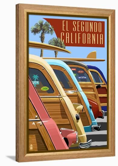 El Segundo, California - Woodies Lined Up-Lantern Press-Framed Stretched Canvas