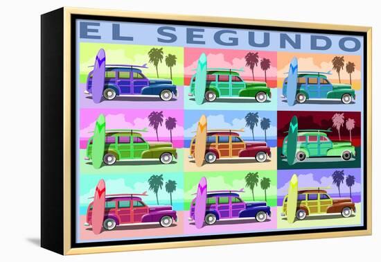 El Segundo, California - Woody Pop Art-Lantern Press-Framed Stretched Canvas