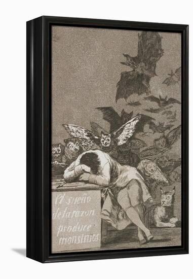 El Sueño De La Razón Produce Monstruos (The Sleep of Reason Produces Monsters)-Francisco de Goya-Framed Premier Image Canvas