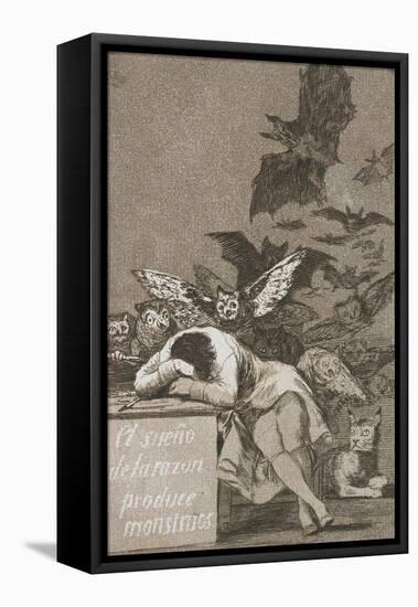 El Sueño De La Razón Produce Monstruos (The Sleep of Reason Produces Monsters)-Francisco de Goya-Framed Premier Image Canvas