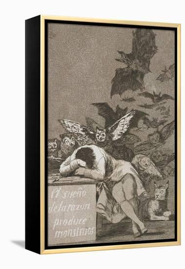 El Sueño De La Razón Produce Monstruos (The Sleep of Reason Produces Monsters)-Francisco de Goya-Framed Premier Image Canvas