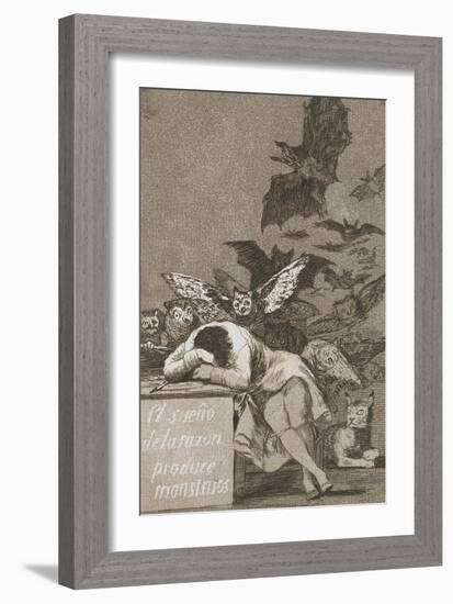 El Sueño De La Razón Produce Monstruos (The Sleep of Reason Produces Monsters)-Francisco de Goya-Framed Giclee Print