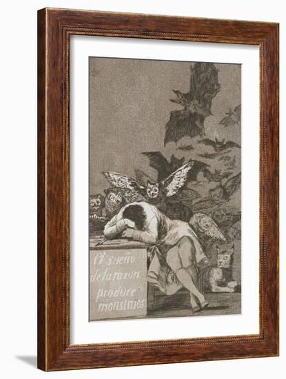 El Sueño De La Razón Produce Monstruos (The Sleep of Reason Produces Monsters)-Francisco de Goya-Framed Giclee Print