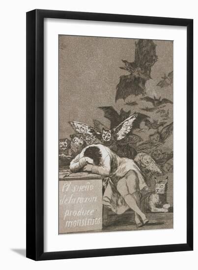 El Sueño De La Razón Produce Monstruos (The Sleep of Reason Produces Monsters)-Francisco de Goya-Framed Giclee Print