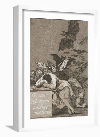 El Sueño De La Razón Produce Monstruos (The Sleep of Reason Produces Monsters)-Francisco de Goya-Framed Giclee Print