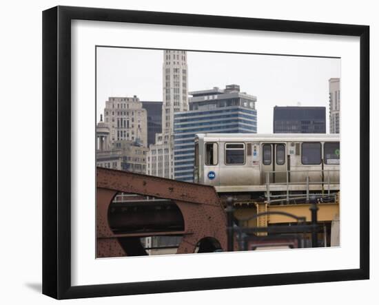 El Train on the Elevated Train System, the Loop, Chicago, Illinois, USA-Amanda Hall-Framed Photographic Print