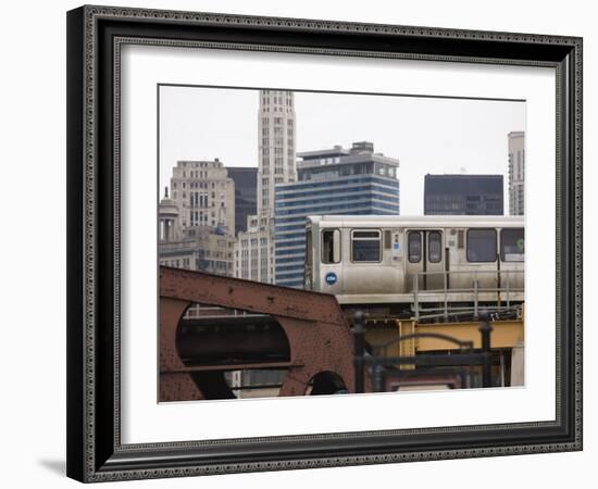 El Train on the Elevated Train System, the Loop, Chicago, Illinois, USA-Amanda Hall-Framed Photographic Print