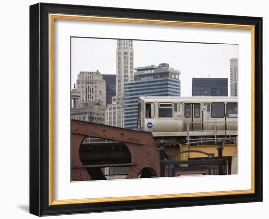 El Train on the Elevated Train System, the Loop, Chicago, Illinois, USA-Amanda Hall-Framed Photographic Print