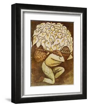 El Vendedora De Alcatraces-Diego Rivera-Framed Art Print