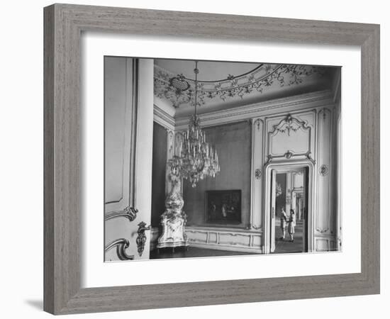 Elaborate Crystal Chandelier Hanging from Ceilings in Kuntshistoriche Museum-Nat Farbman-Framed Photographic Print