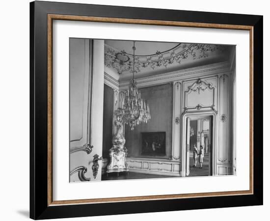 Elaborate Crystal Chandelier Hanging from Ceilings in Kuntshistoriche Museum-Nat Farbman-Framed Photographic Print