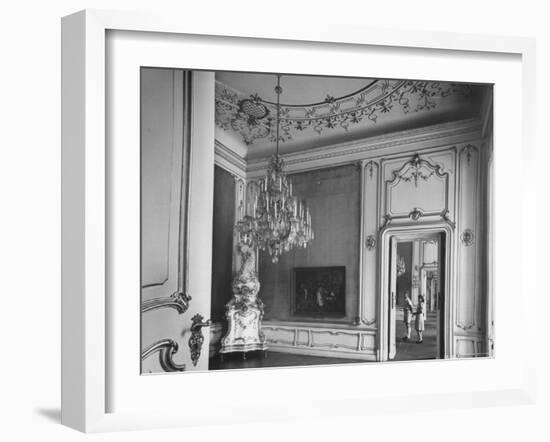 Elaborate Crystal Chandelier Hanging from Ceilings in Kuntshistoriche Museum-Nat Farbman-Framed Photographic Print