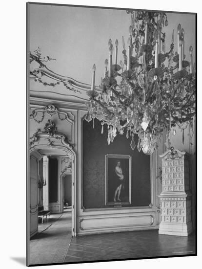 Elaborate Crystal Chandeliers Hanging from Ceilings in Kunsthistoriches Museum-Nat Farbman-Mounted Photographic Print